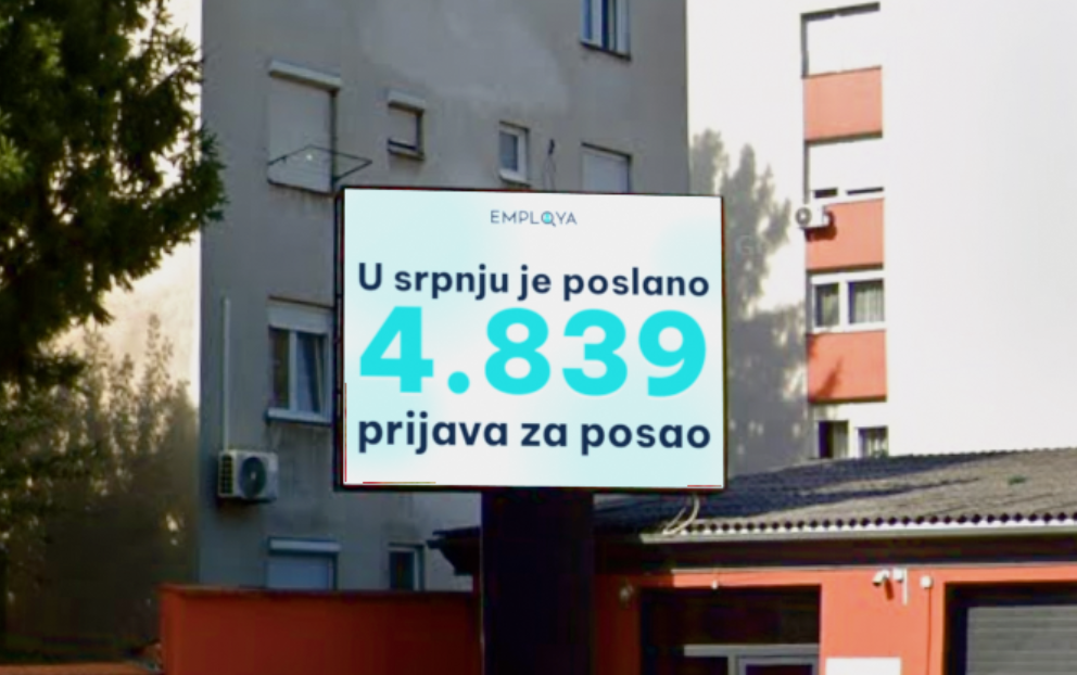 Employa vizual s brojem prijava u srpnju